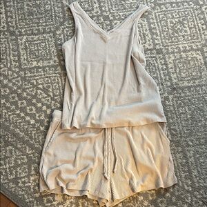 Elegant Cream Striped Pajama Set